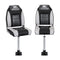 2X Folding Boat Seats with 2X Adjustable Pedestals 55–75cm Marine Seat Swivel High Back 12cm Padding Black