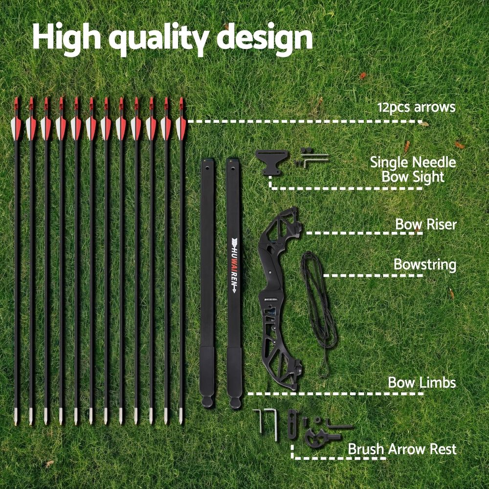 Recurve Bow Set 55lb – Takedown Archery Kit with 12 Arrows, Red
