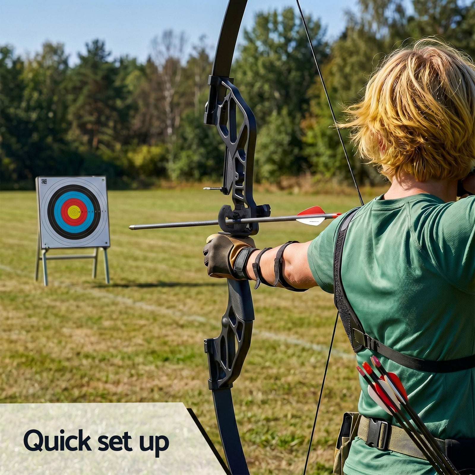 Recurve Bow Set 55lb – Takedown Archery Kit with 12 Arrows, Red