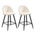 Oikiture 2x Bar Stools Kitchen Counter Stool White Boucle Padded