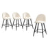 Oikiture 4x Bar Stools Kitchen Counter Stool White Boucle Padded