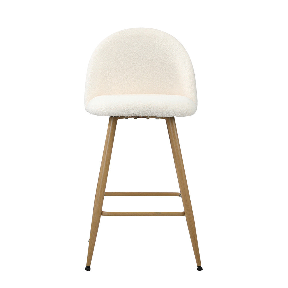 Oikiture 4x Bar Stools Kitchen Counter Stool Boucle Padded Stools
