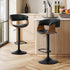 2x Bar Stools Swivel Counter Stool Armrest Leather Black