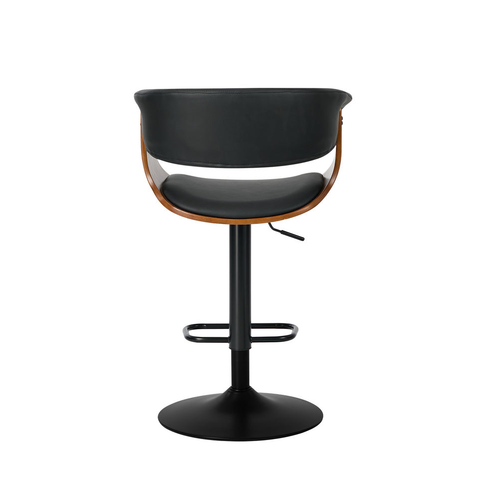 2x Bar Stools Swivel Counter Stool Armrest Leather Black