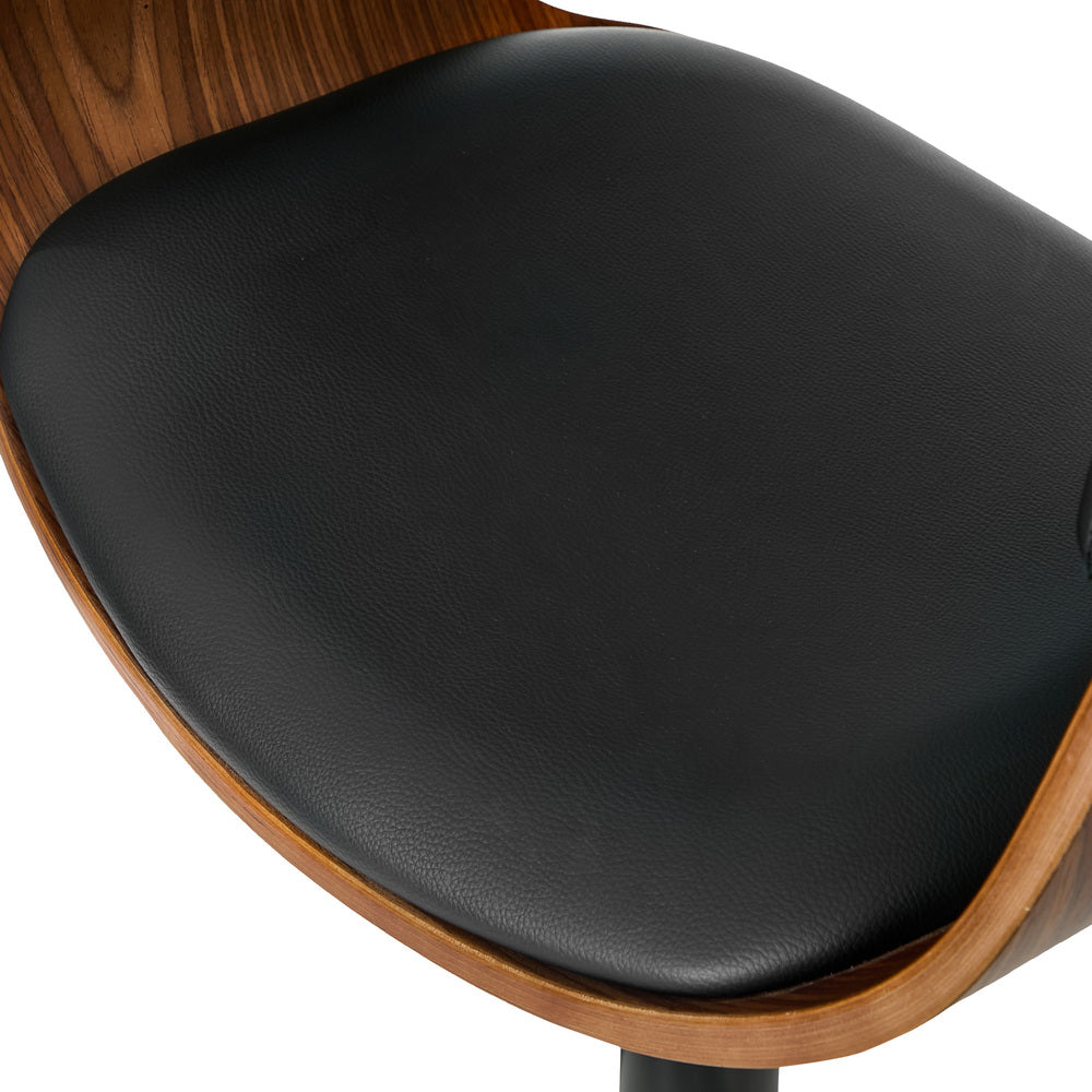 2x Bar Stools Swivel Counter Stool Armrest Leather Black