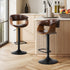 2x Bar Stools Swivel Counter Stool Armrest Leather Brown