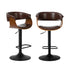 2x Bar Stools Swivel Counter Stool Armrest Leather Brown