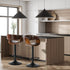 2x Bar Stools Swivel Counter Stool Armrest Leather Brown