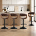 Oikiture 4x Bar Stools Gas Lift Armrest Leather Brown