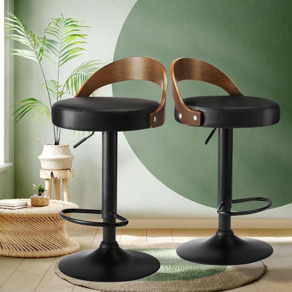 Bar Stools Gas Lift Swivel Padded Seat x2