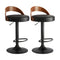 4x Bar Stools with Gas Lift Swivel Wooden PU Leather