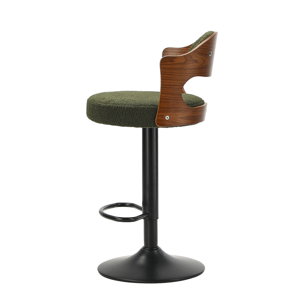 4x Bar Stools Kitchen Bar Chairs Gas Lift Stools Green Boucle