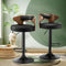 Oikiture Adjustable PU Leather Bentwood Bar Stools 360° Swivel Black (2‑Pack)