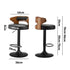Oikiture Adjustable PU Leather Bentwood Bar Stools 360° Swivel Black (2‑Pack)