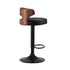 Oikiture Adjustable PU Leather Bentwood Bar Stools 360° Swivel Black (2‑Pack)