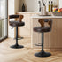 2x Bar Stools Kitchen Swivel Stool Wooden Leather Brown