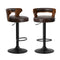 2x Bar Stools Kitchen Swivel Stool Wooden Leather Brown