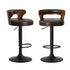 2x Bar Stools Kitchen Swivel Stool Wooden Leather Brown