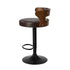 2x Bar Stools Kitchen Swivel Stool Wooden Leather Brown