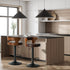 2x Bar Stools Kitchen Swivel Stool Wooden Leather Brown