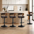 Oikiture 4x Bar Stools Gas Lift Swivel Chairs Wooden Leather Brown