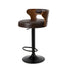 Oikiture 4x Bar Stools Gas Lift Swivel Chairs Wooden Leather Brown