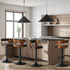 Oikiture 4x Bar Stools Gas Lift Swivel Chairs Wooden Leather Brown