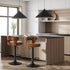 2x Bar Stools Kitchen Swivel Stool Wooden Leather Camel