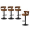 Oikiture 4x Bar Stools Gas Lift Swivel Chairs Wooden Leather Camel