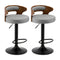 Bar Stools Gas Lift Swivel Wooden Grey x2