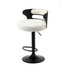 Oikiture 2x Bar Stools Gas Lift Swivel Chairs Wooden Boucle White