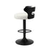 Oikiture 2x Bar Stools Gas Lift Swivel Chairs Wooden Boucle White