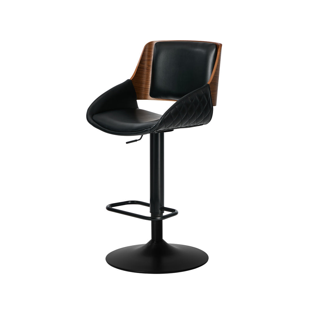 2x Bar Stools Kitchen Dining Chairs Swivel Leather Black