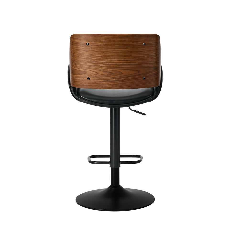 2x Bar Stools Kitchen Dining Chairs Swivel Leather Black