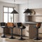 Oikiture 4x Bar Stools Swivel Gas Lift Stool Leather Black