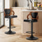2x Bar Stools Swivel Kitchen Bar Stools Leather Black