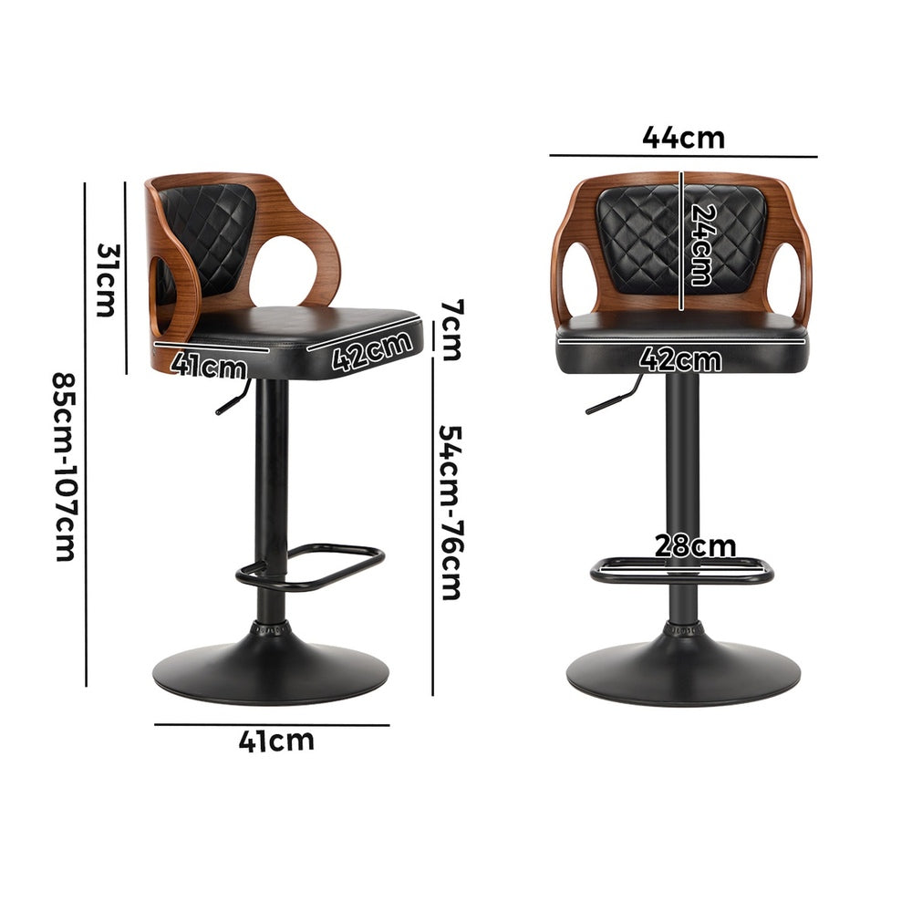 4x Bar Stools Swivel Bar Chairs Gas Lift Leather Black