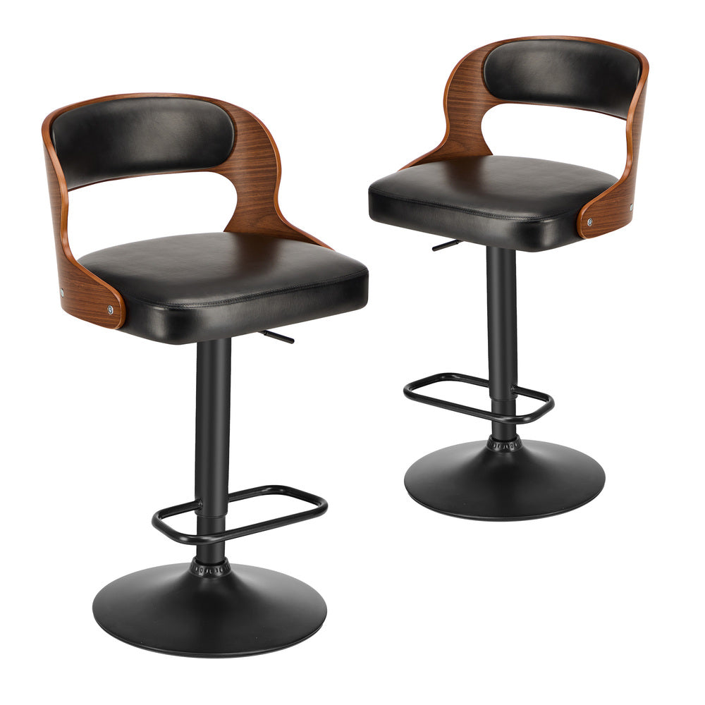 2X Bar Stool Gas Lift Kitchen Swivel Chair Leather LUKA