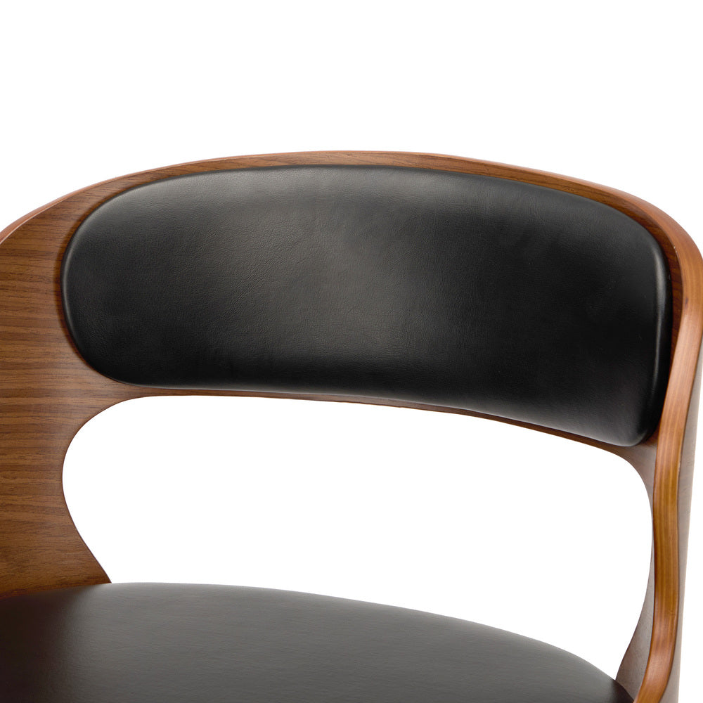 2x Bar Stools Adjustable Counter Height Stool Leather Black