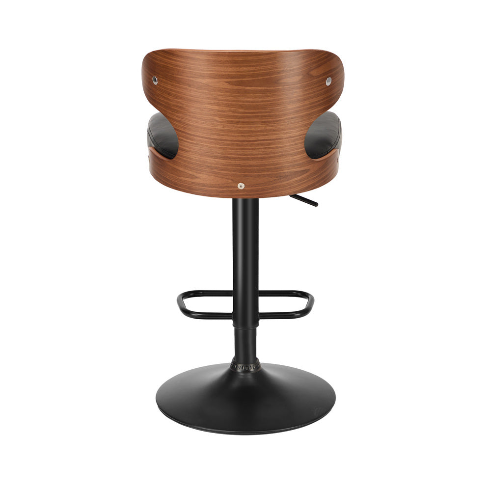 4x Bar Stools Adjustable  Height Stool Swivel Leather Black