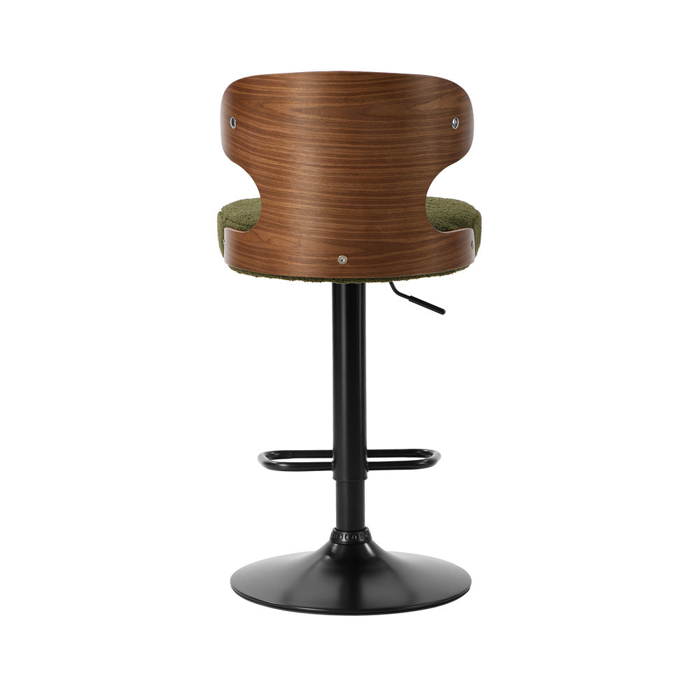 2x Bar Stools Swivel Kitchen Bar Chairs Gas Lift Boucle Green