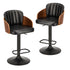 2x Bar Stools Swivel Counter Gas Lift Chair Leather Black