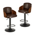 2x Bar Stools Adjustable Height Stool Swivel Leather Brown