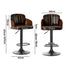 2x Bar Stools Adjustable Height Stool Swivel Leather Brown