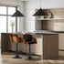 2x Bar Stools Adjustable Height Stool Swivel Leather Brown