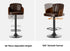 2x Bar Stools Adjustable Height Stool Swivel Leather Brown