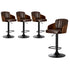 4x Bar Stools Adjustable Height Stool Swivel Leather Brown