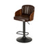2x Bar Stools Adjustable Height Stool Swivel Leather Brown