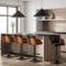 4x Bar Stools Adjustable Height Stool Swivel Leather Brown