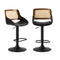 2x Bar Stools Kitchen Dining Chairs Rattan Leather Black